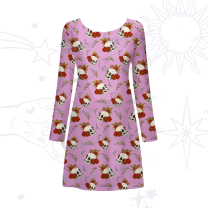 Purplehecate Flowers and Bones Beachwear Cover-Up Dress