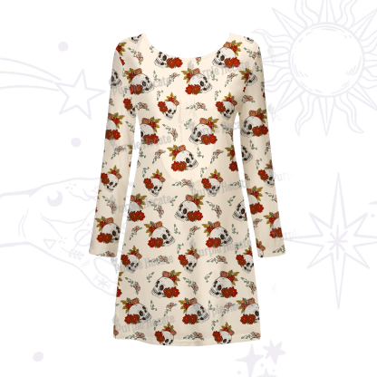 Purplehecate Flowers and Bones Beachwear Cover-Up Dress