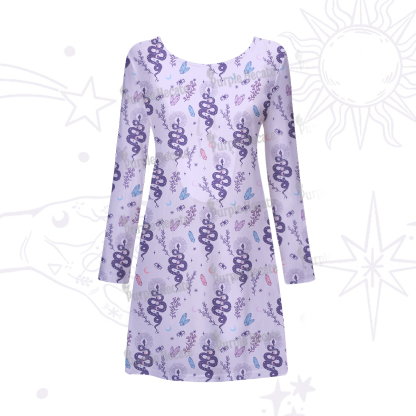 Purplehecate Snake And Moon Phase Comfort Beachwear Cover-Up Dress