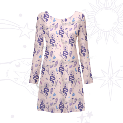 Purplehecate Snake And Moon Phase Comfort Beachwear Cover-Up Dress