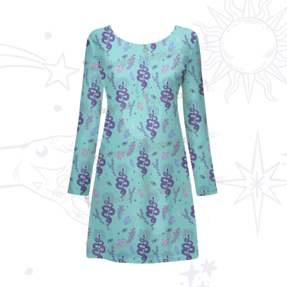 Purplehecate Snake And Moon Phase Comfort Beachwear Cover-Up Dress