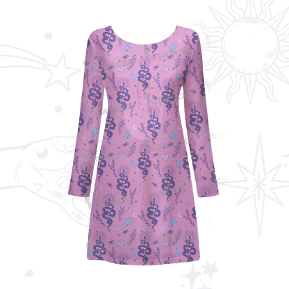 Purplehecate Snake And Moon Phase Comfort Beachwear Cover-Up Dress