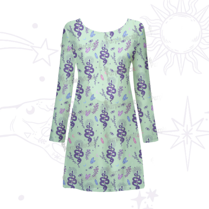 Purplehecate Snake And Moon Phase Comfort Beachwear Cover-Up Dress