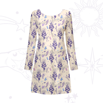 Purplehecate Snake And Moon Phase Comfort Beachwear Cover-Up Dress