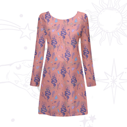 Purplehecate Snake And Moon Phase Comfort Beachwear Cover-Up Dress