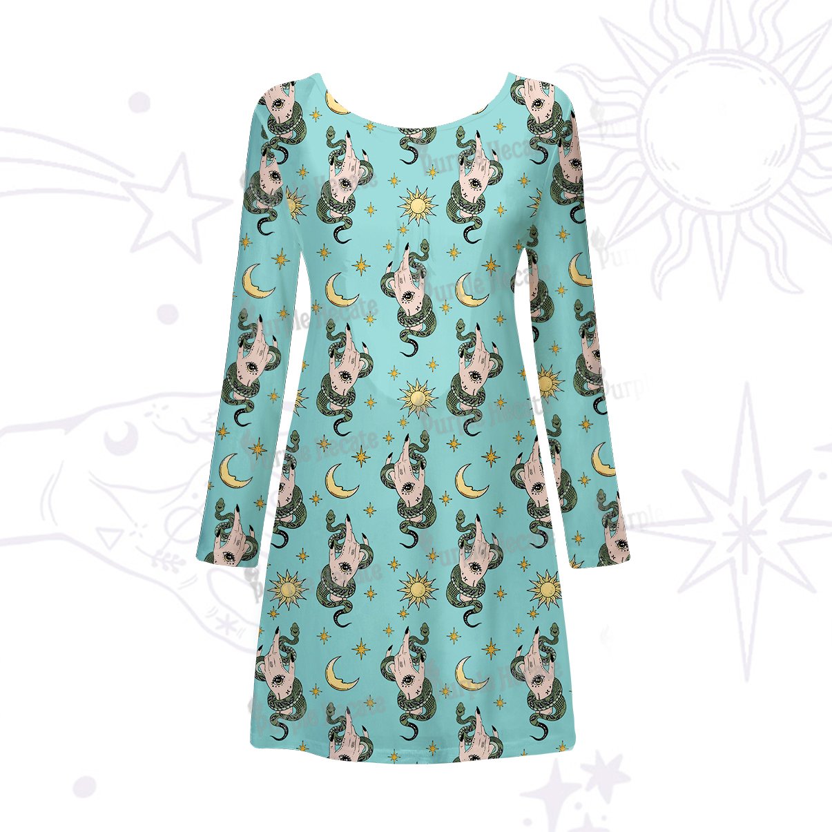 Purplehecate Reach For The Moon Beachwear Cover-Up Dress