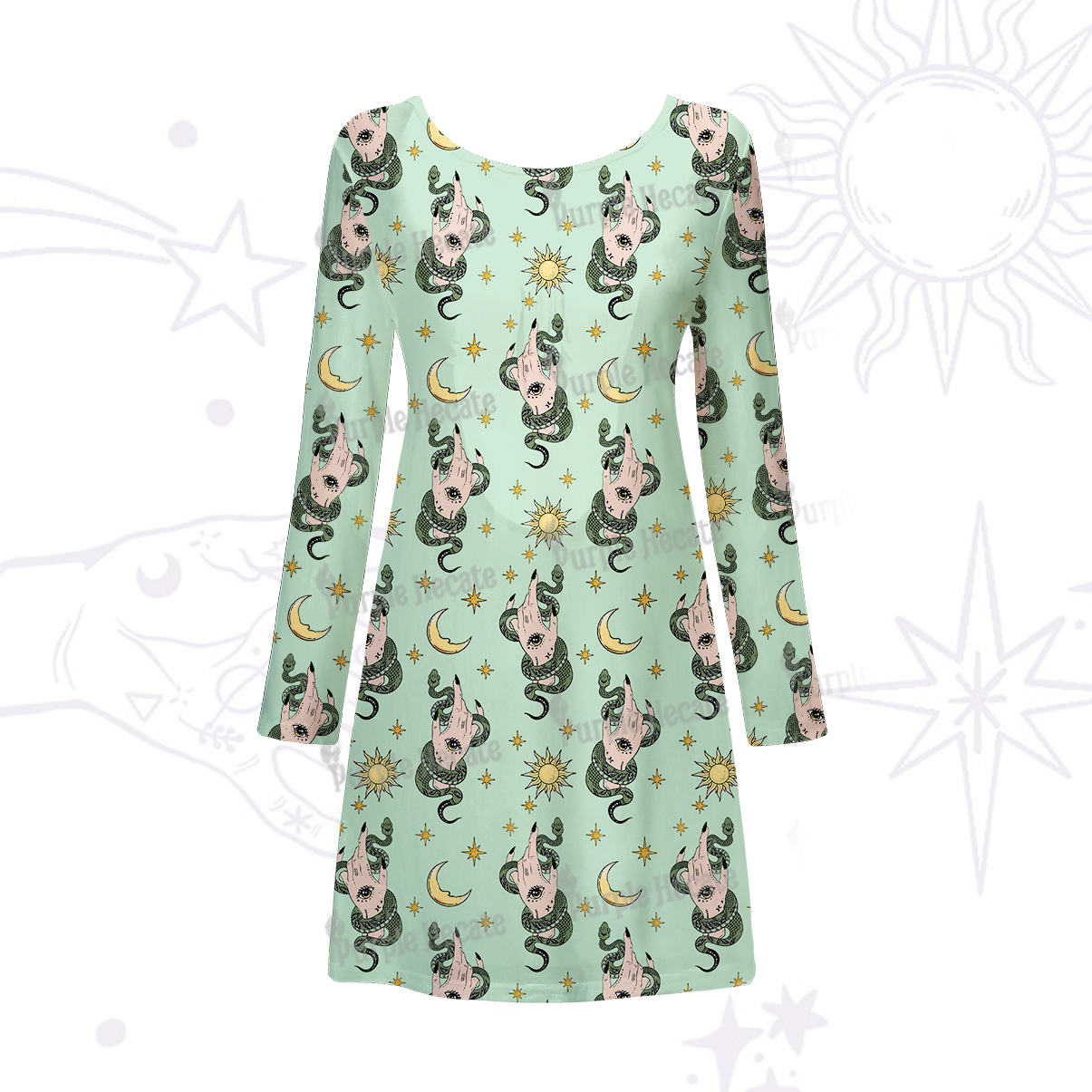 Purplehecate Reach For The Moon Beachwear Cover-Up Dress