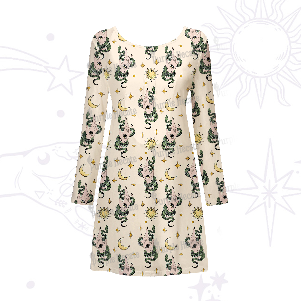 Purplehecate Reach For The Moon Beachwear Cover-Up Dress