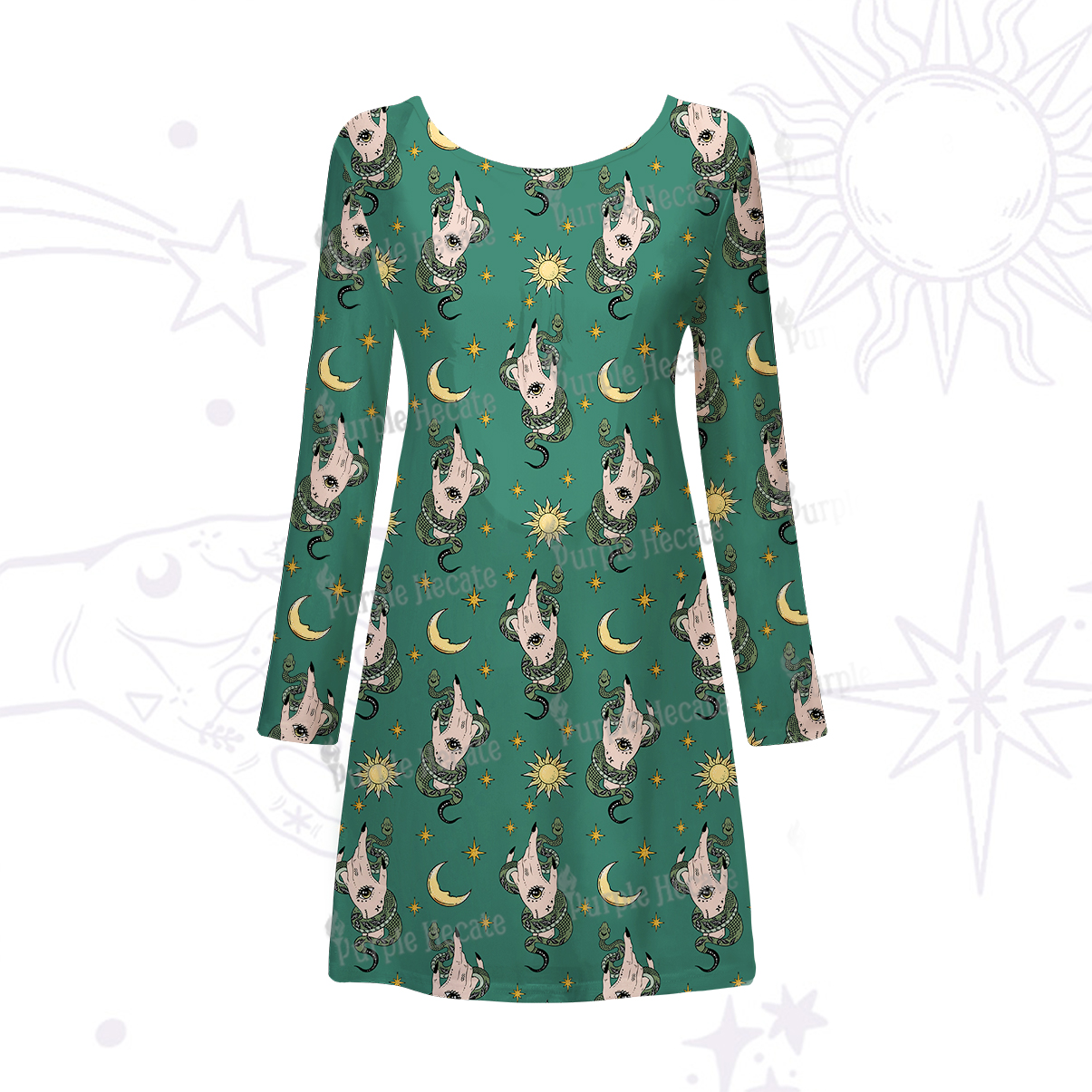 Purplehecate Reach For The Moon Beachwear Cover-Up Dress