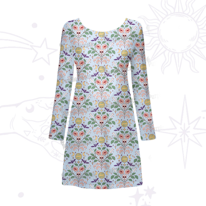 Purplehecate Gothic Floral Skeleton Beachwear Cover-Up Dress