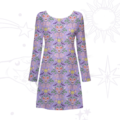 Purplehecate Gothic Floral Skeleton Beachwear Cover-Up Dress