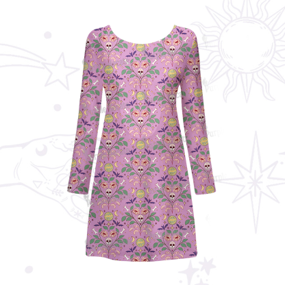 Purplehecate Gothic Floral Skeleton Beachwear Cover-Up Dress