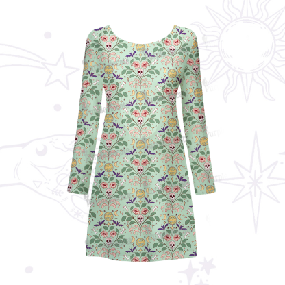 Purplehecate Gothic Floral Skeleton Beachwear Cover-Up Dress