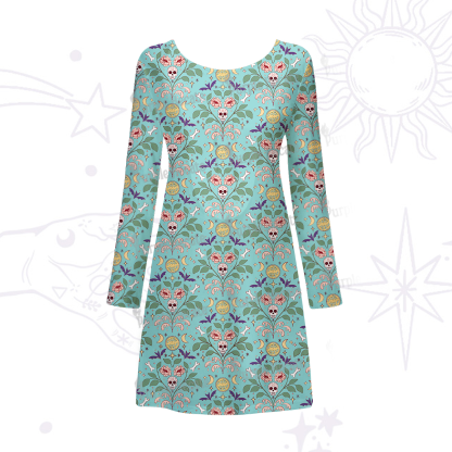 Purplehecate Gothic Floral Skeleton Beachwear Cover-Up Dress