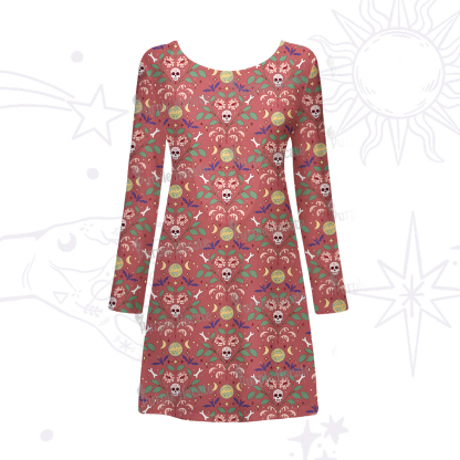 Purplehecate Gothic Floral Skeleton Beachwear Cover-Up Dress