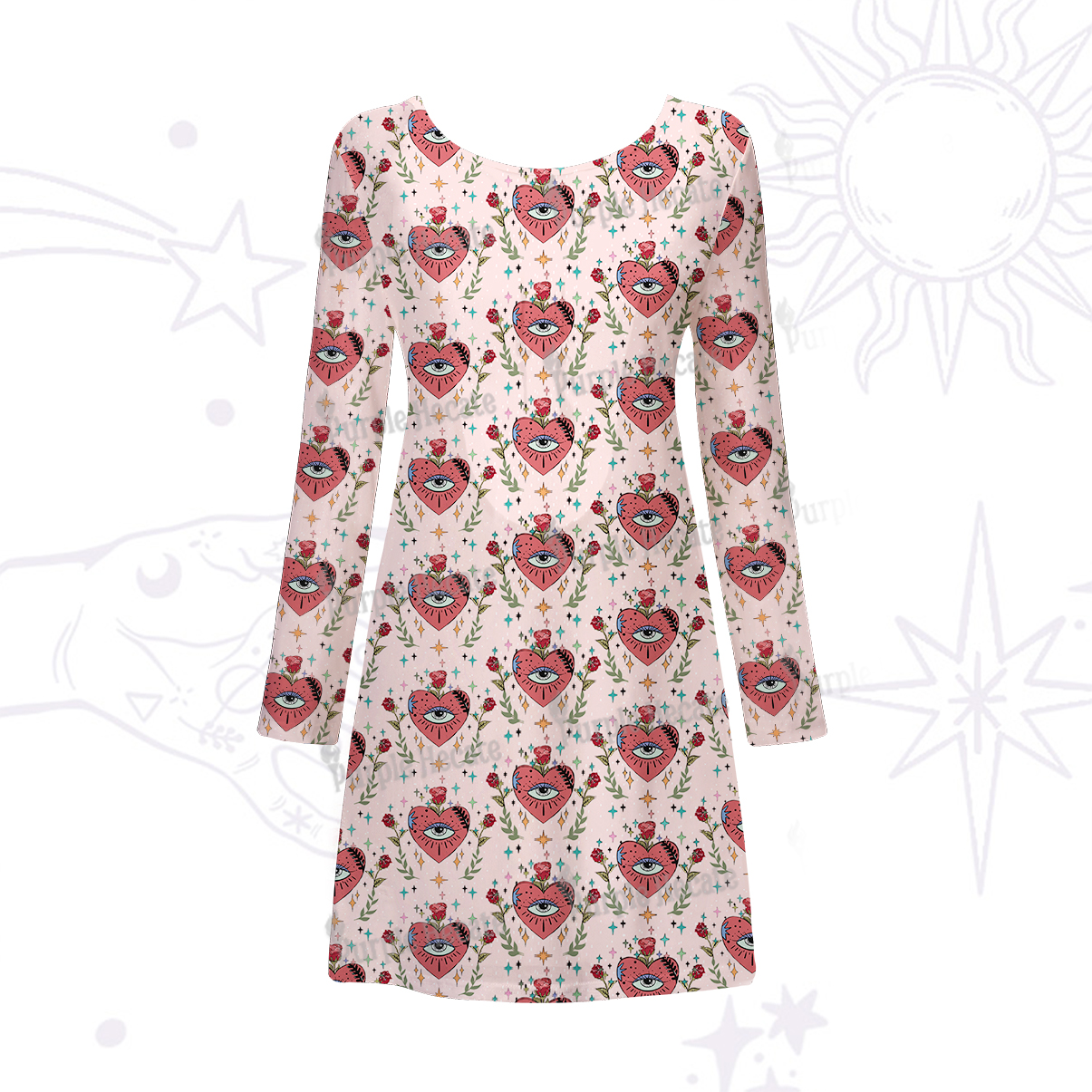 Purplehecate Mystic Eye Beachwear Cover-Up Dress