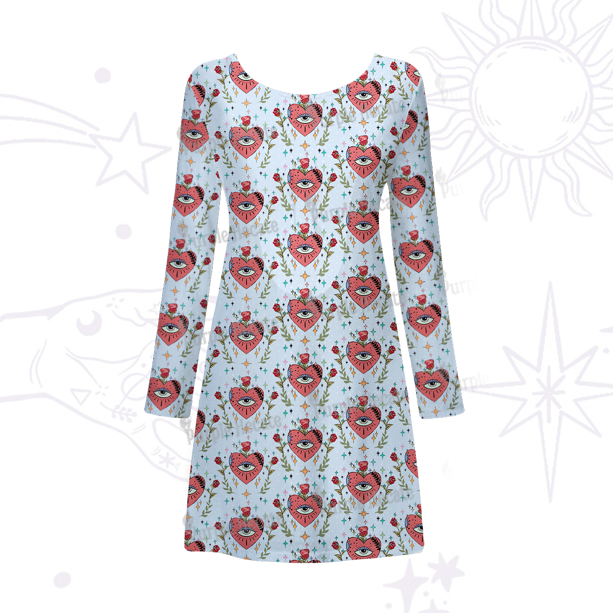 Purplehecate Mystic Eye Beachwear Cover-Up Dress