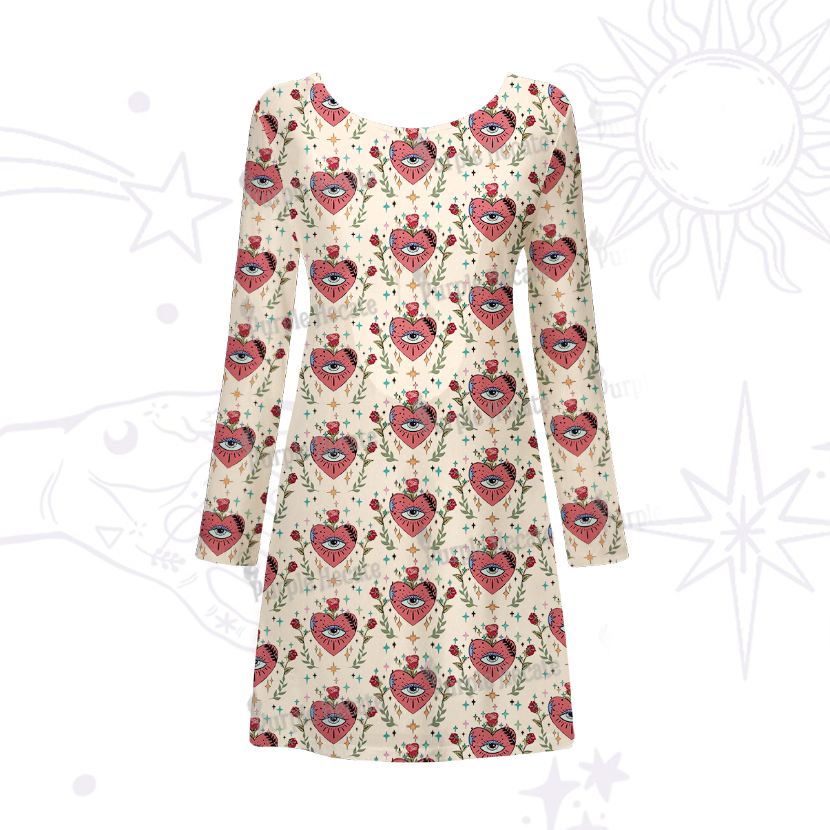 Purplehecate Mystic Eye Beachwear Cover-Up Dress