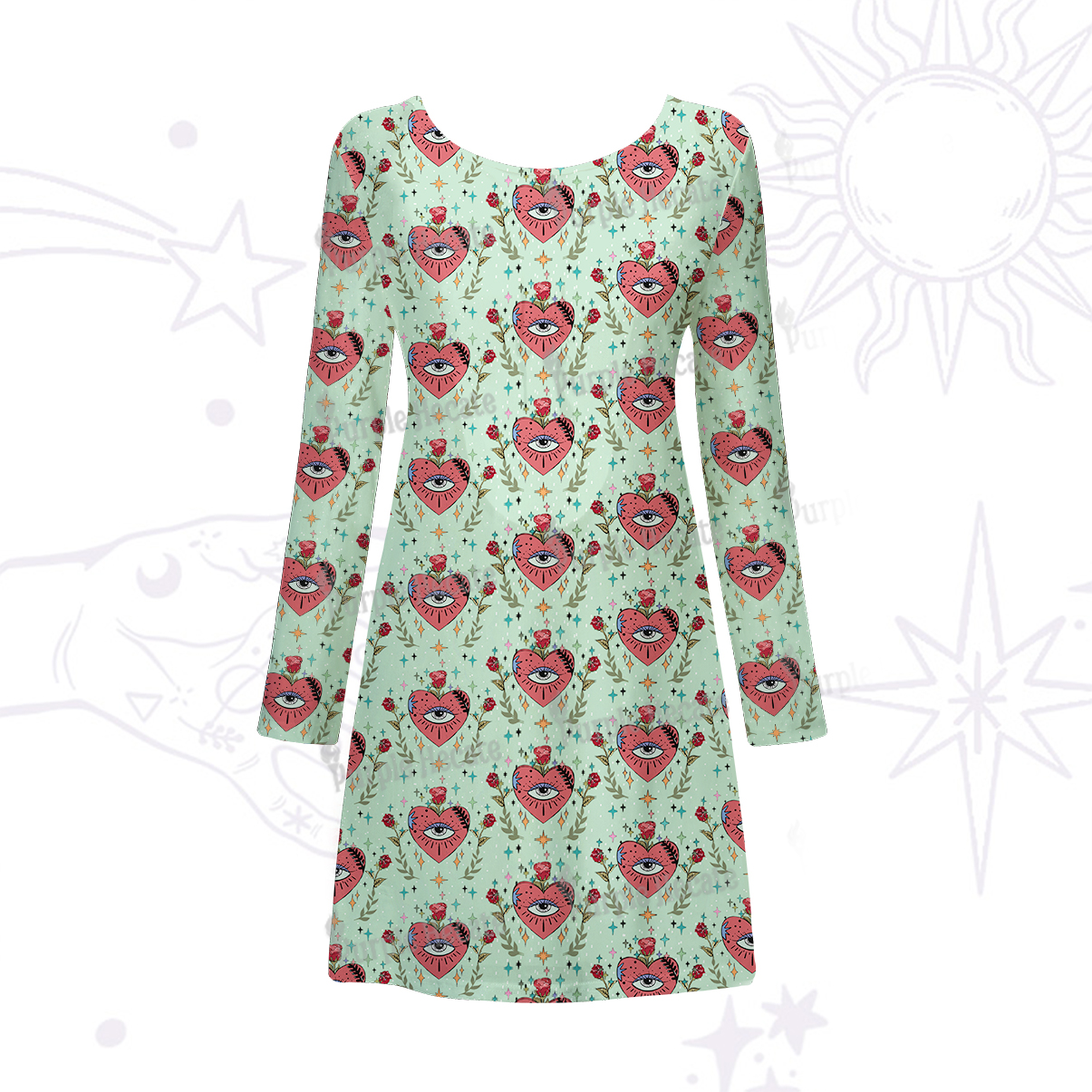 Purplehecate Mystic Eye Beachwear Cover-Up Dress