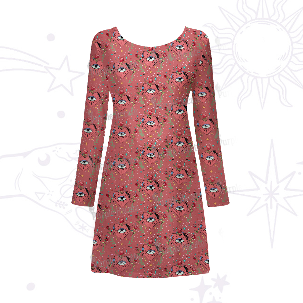 Purplehecate Mystic Eye Beachwear Cover-Up Dress