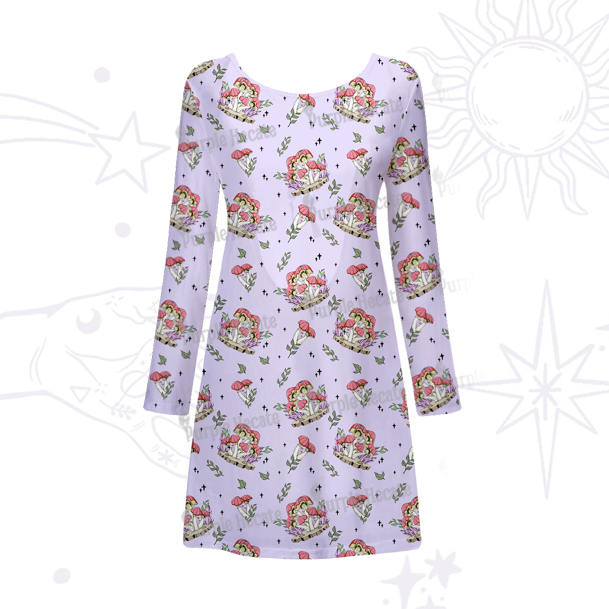 Purplehecate Fantasy Mushroom Beachwear Cover-Up Dress