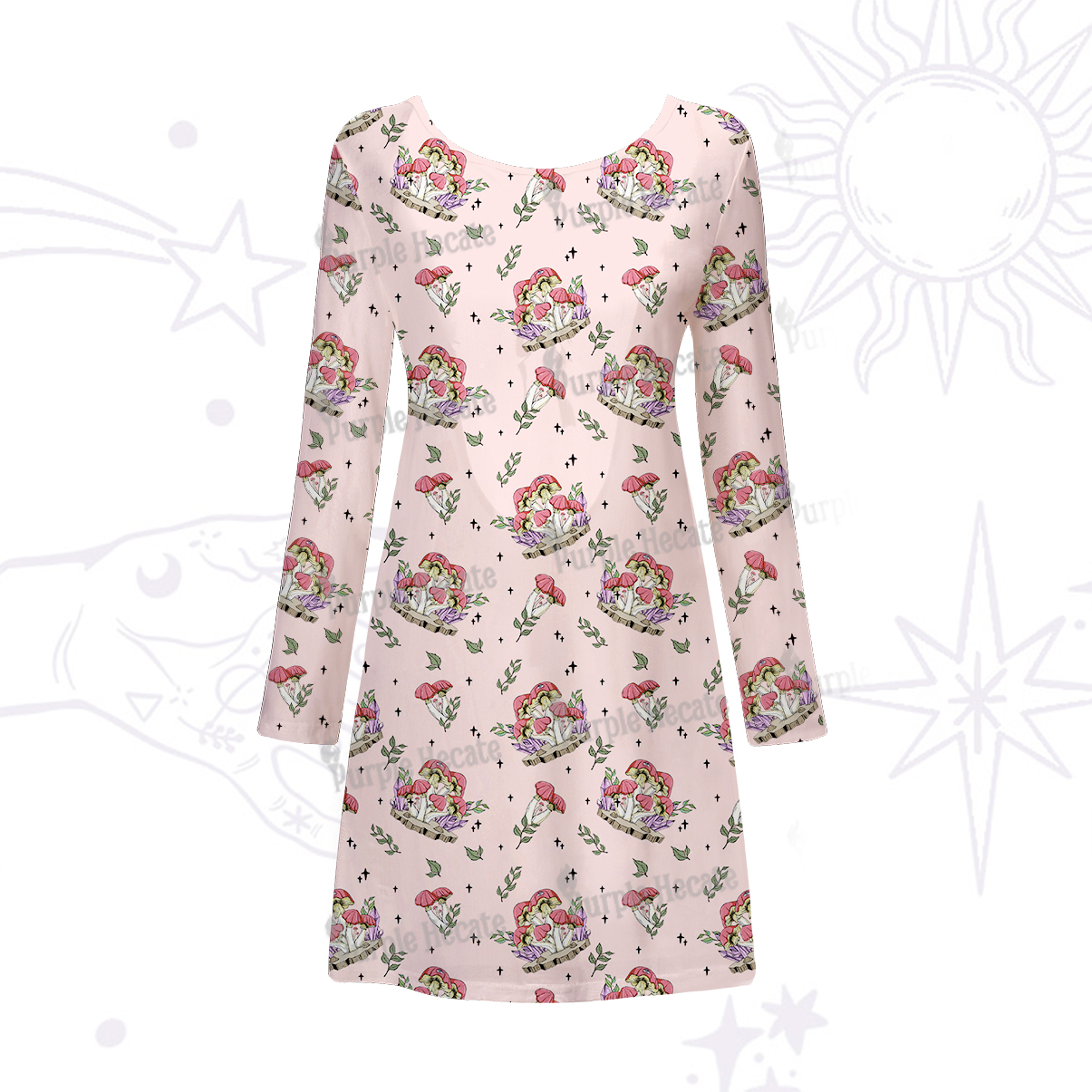 Purplehecate Fantasy Mushroom Beachwear Cover-Up Dress