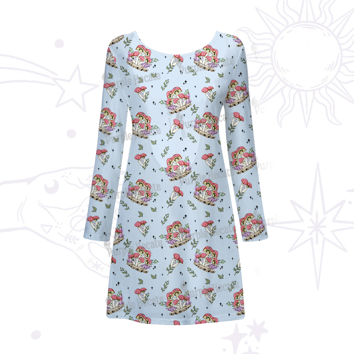 Purplehecate Fantasy Mushroom Beachwear Cover-Up Dress