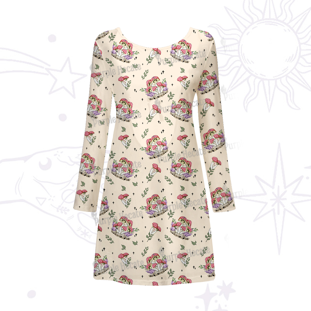 Purplehecate Fantasy Mushroom Beachwear Cover-Up Dress