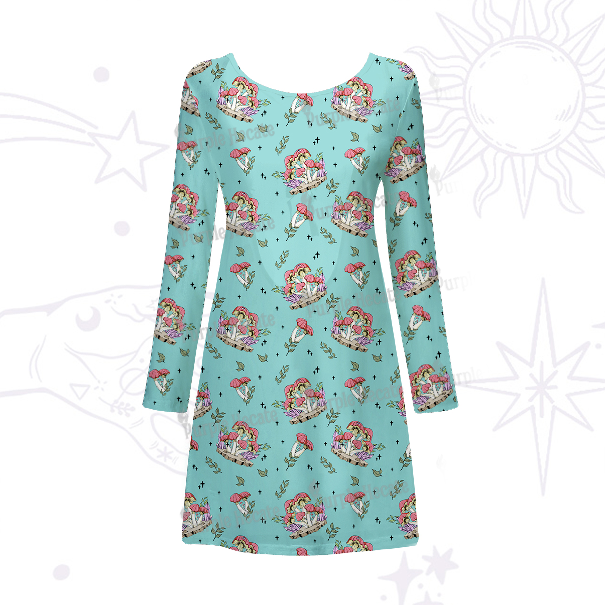 Purplehecate Fantasy Mushroom Beachwear Cover-Up Dress