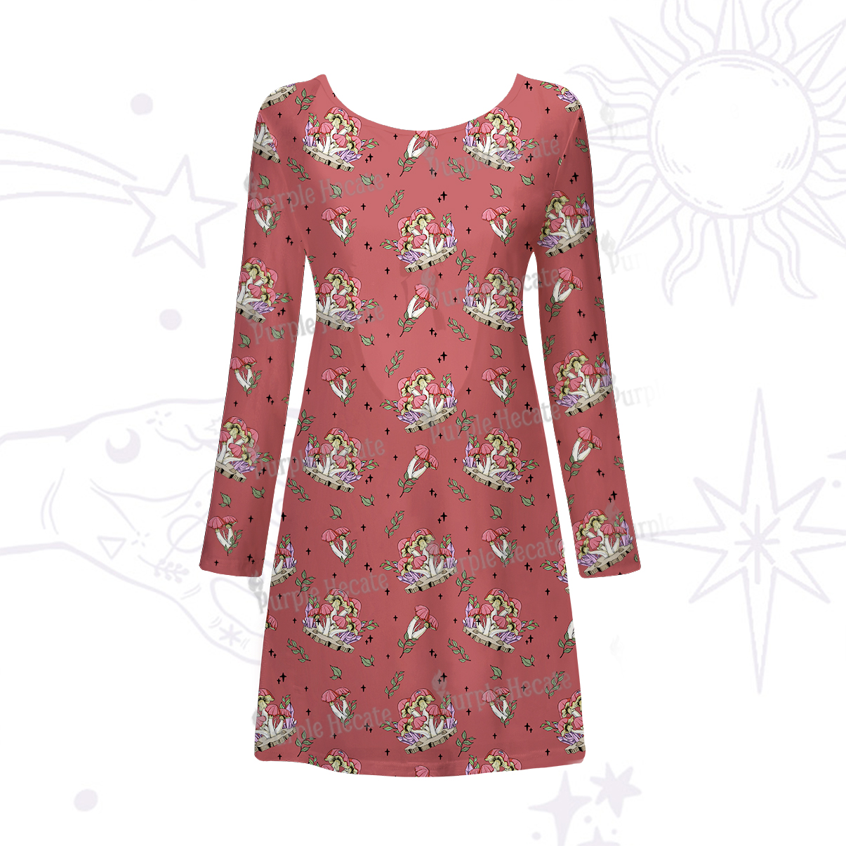 Purplehecate Fantasy Mushroom Beachwear Cover-Up Dress