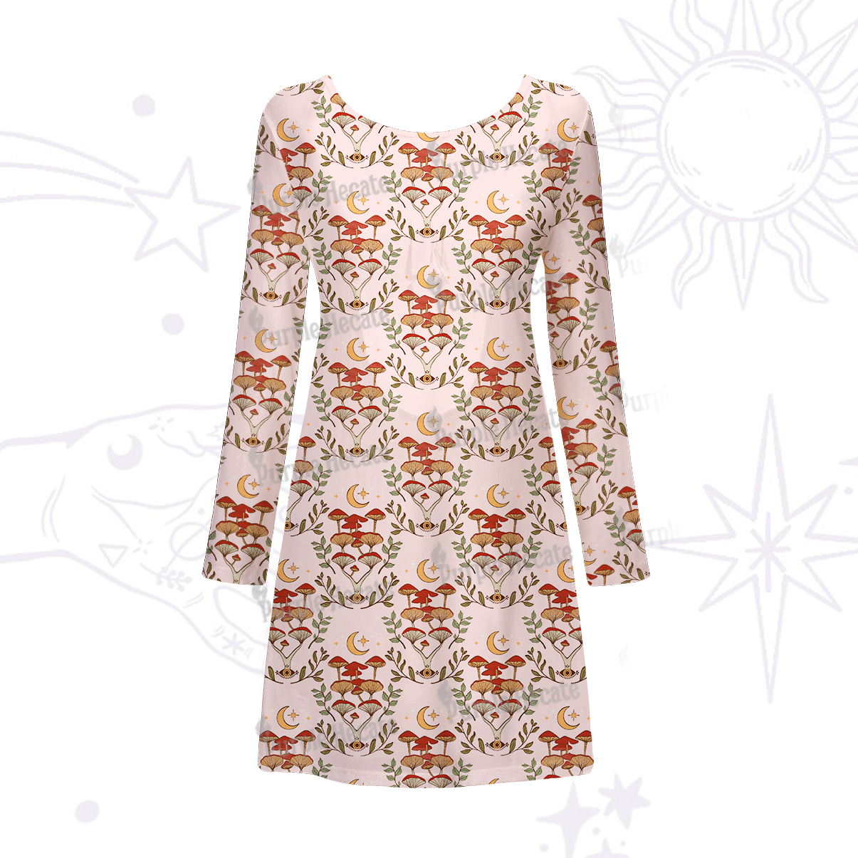 Purplehecate Psychedelic Mushrooms Beachwear Cover-Up Dress