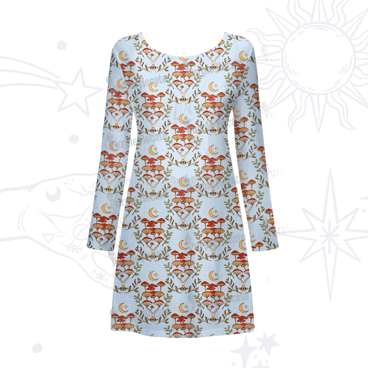 Purplehecate Psychedelic Mushrooms Beachwear Cover-Up Dress