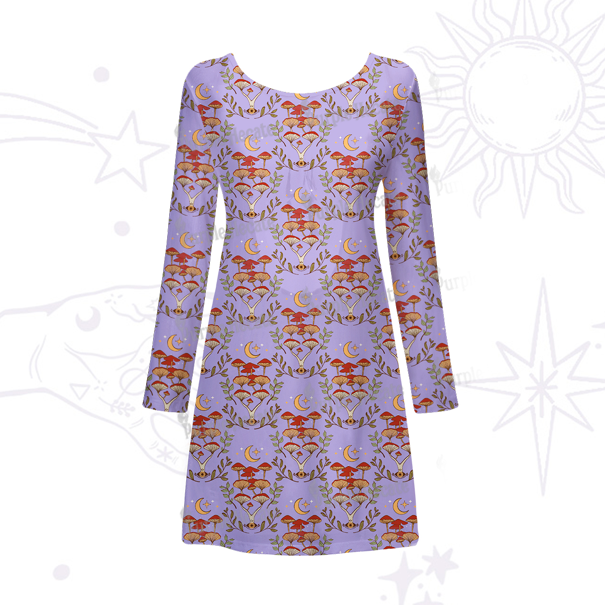 Purplehecate Psychedelic Mushrooms Beachwear Cover-Up Dress