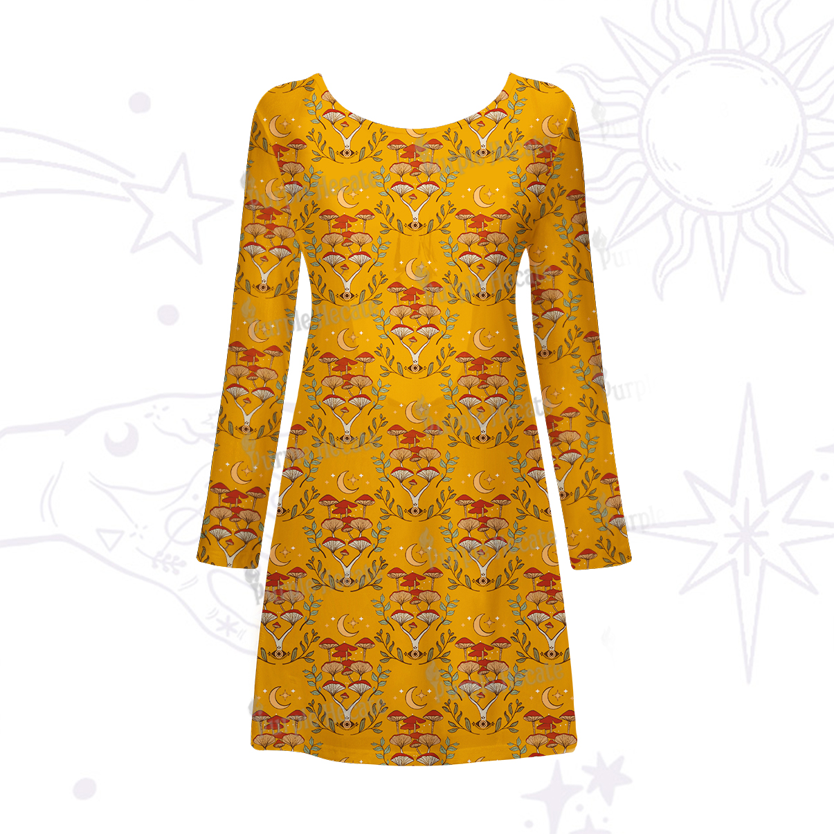 Purplehecate Psychedelic Mushrooms Beachwear Cover-Up Dress