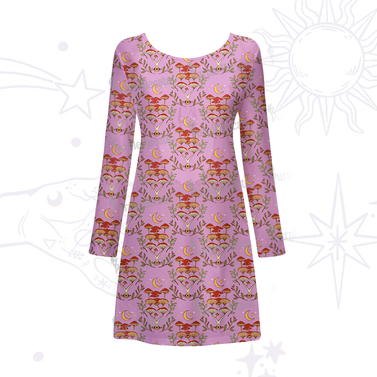 Purplehecate Psychedelic Mushrooms Beachwear Cover-Up Dress