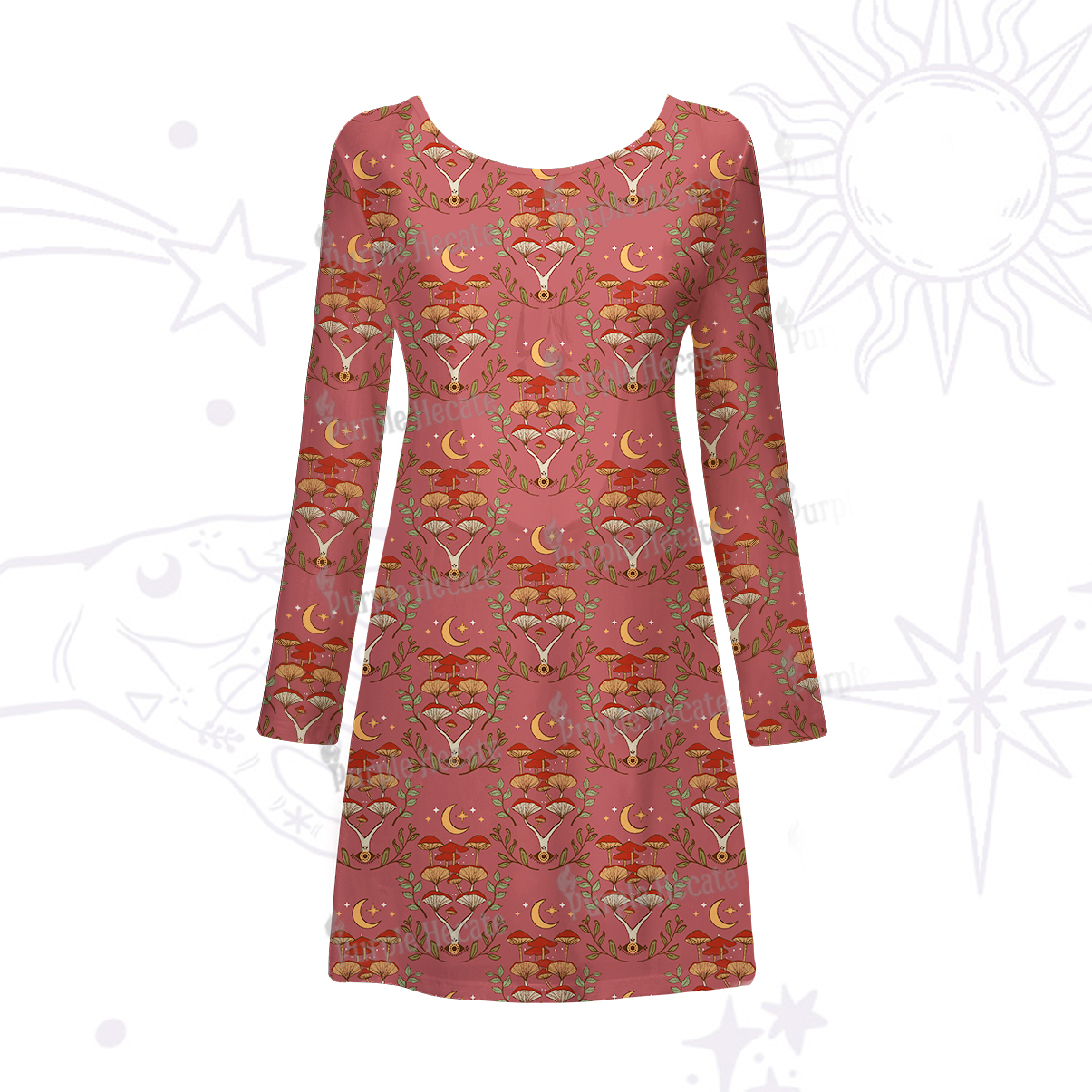 Purplehecate Psychedelic Mushrooms Beachwear Cover-Up Dress