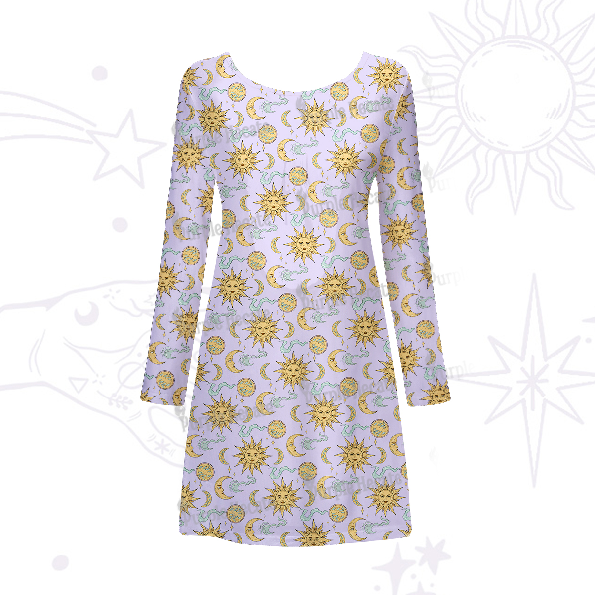 Purplehecate Magic of Sun and Moon Beachwear Cover-Up Dress