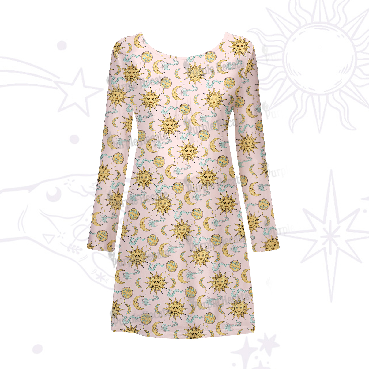 Purplehecate Magic of Sun and Moon Beachwear Cover-Up Dress