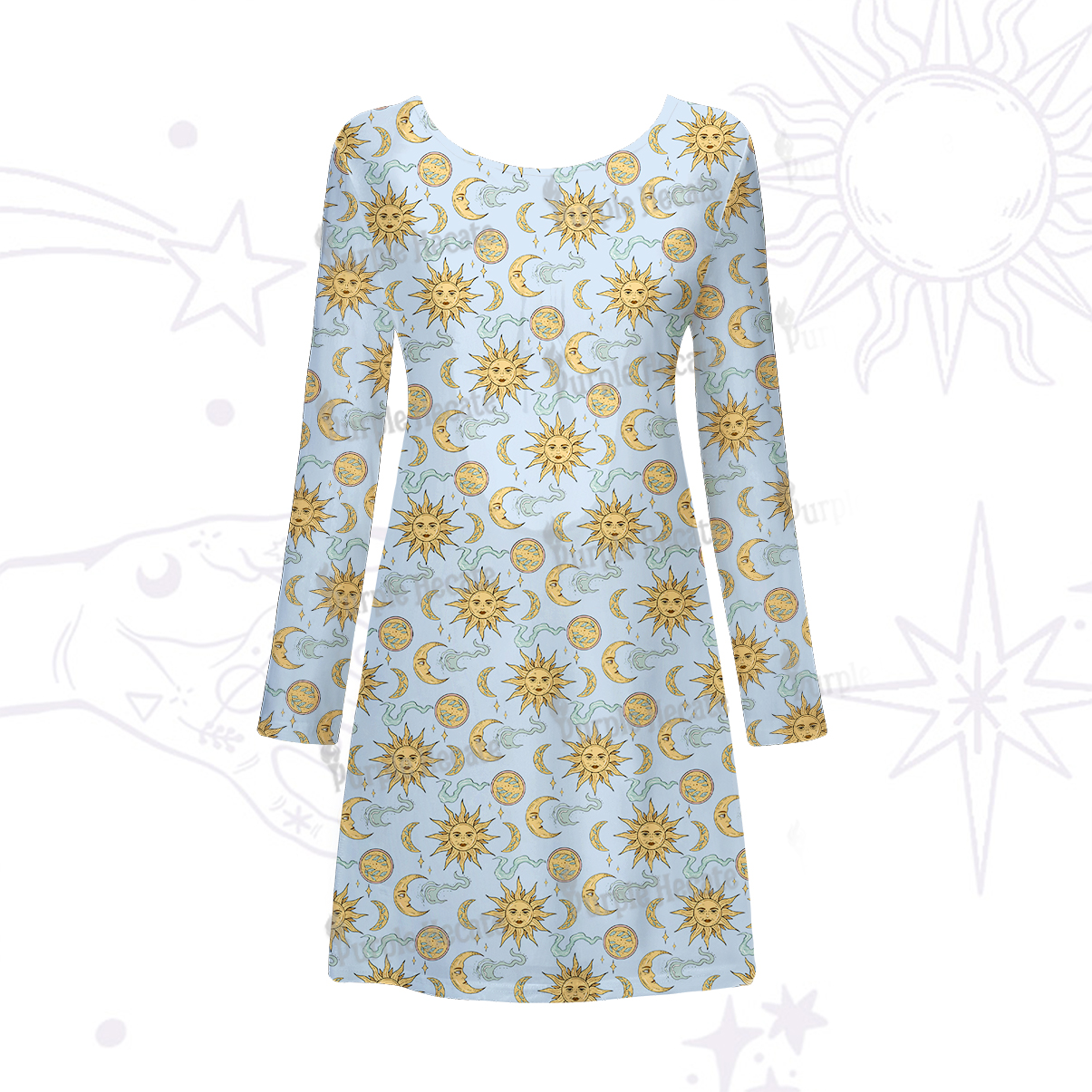 Purplehecate Magic of Sun and Moon Beachwear Cover-Up Dress