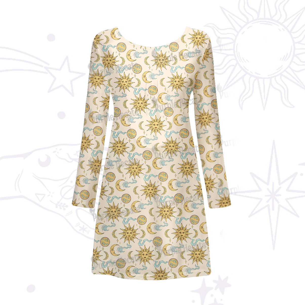 Purplehecate Magic of Sun and Moon Beachwear Cover-Up Dress