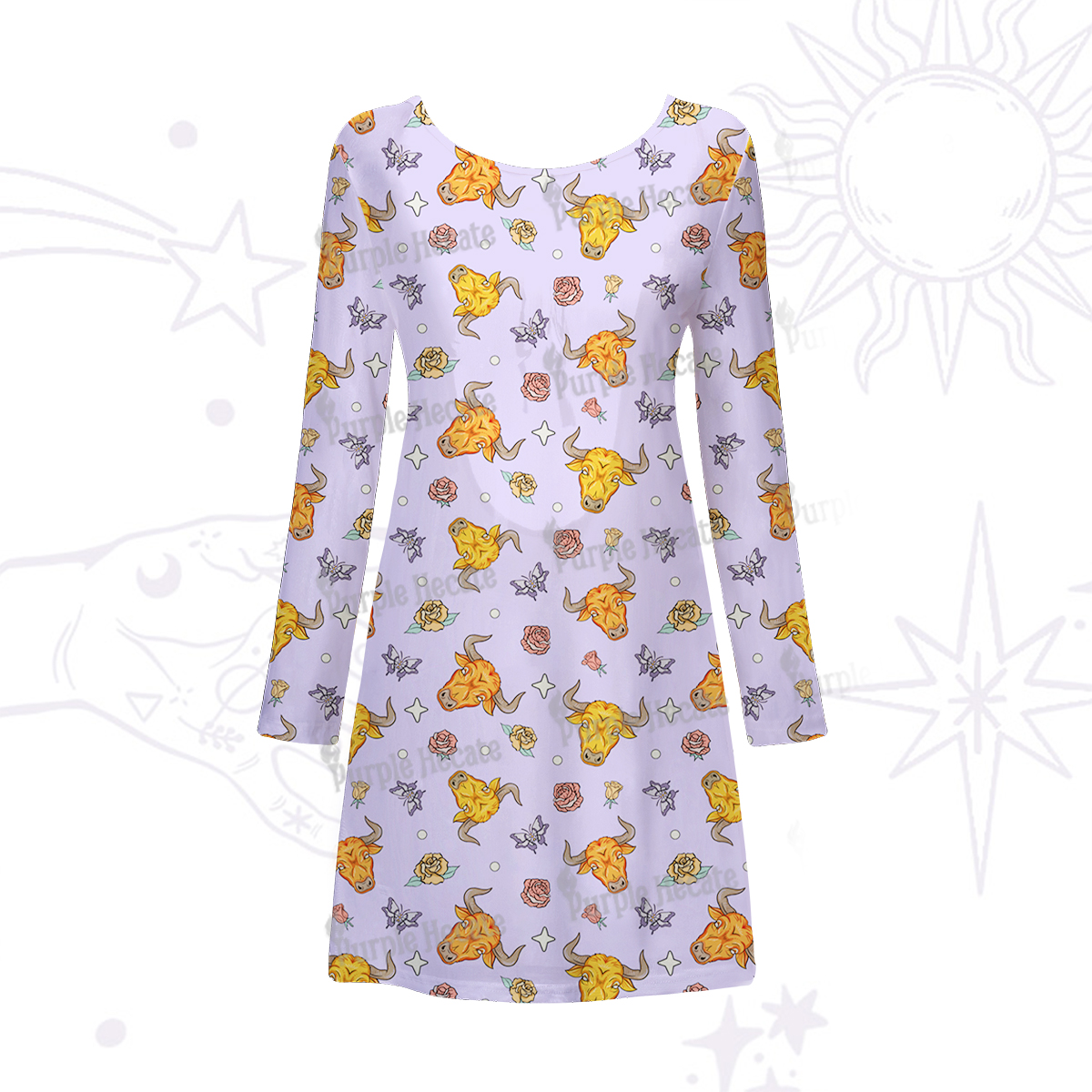 Purplehecate Taurus Spirit Zodiac Beachwear Cover-Up Dress