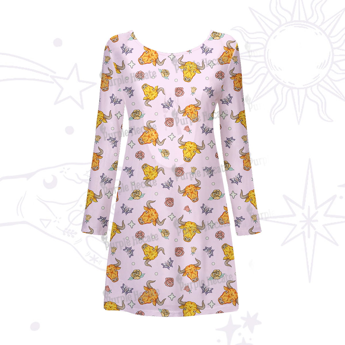 Purplehecate Taurus Spirit Zodiac Beachwear Cover-Up Dress