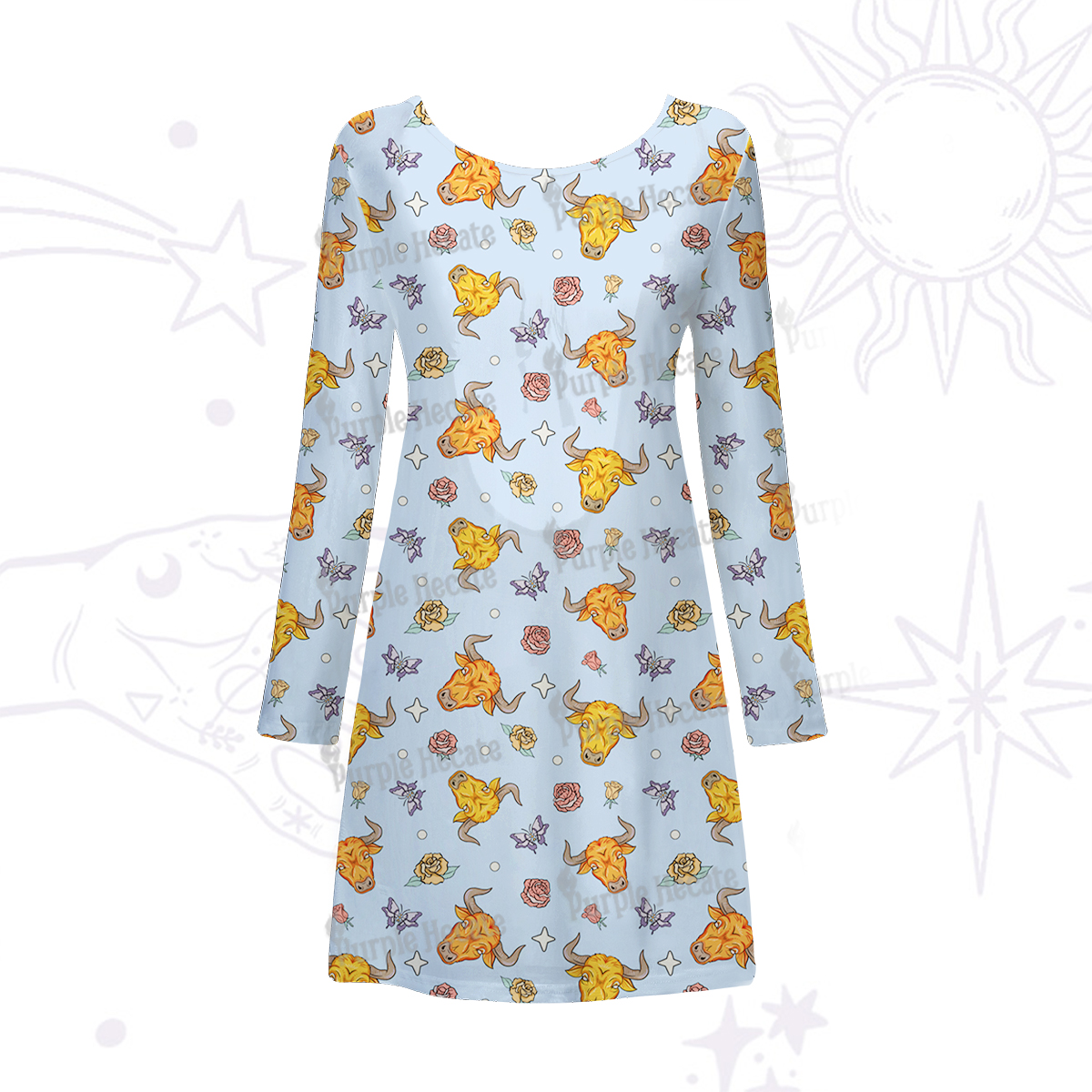 Purplehecate Taurus Spirit Zodiac Beachwear Cover-Up Dress