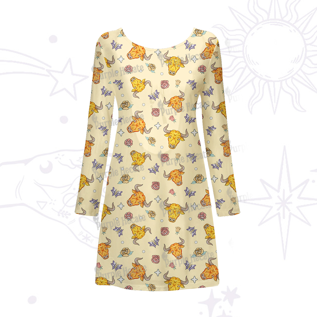 Purplehecate Taurus Spirit Zodiac Beachwear Cover-Up Dress