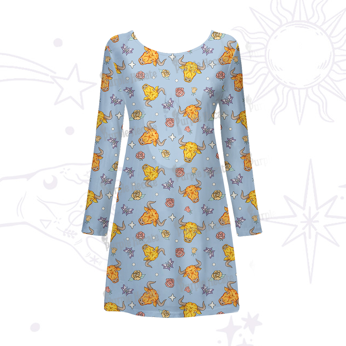 Purplehecate Taurus Spirit Zodiac Beachwear Cover-Up Dress