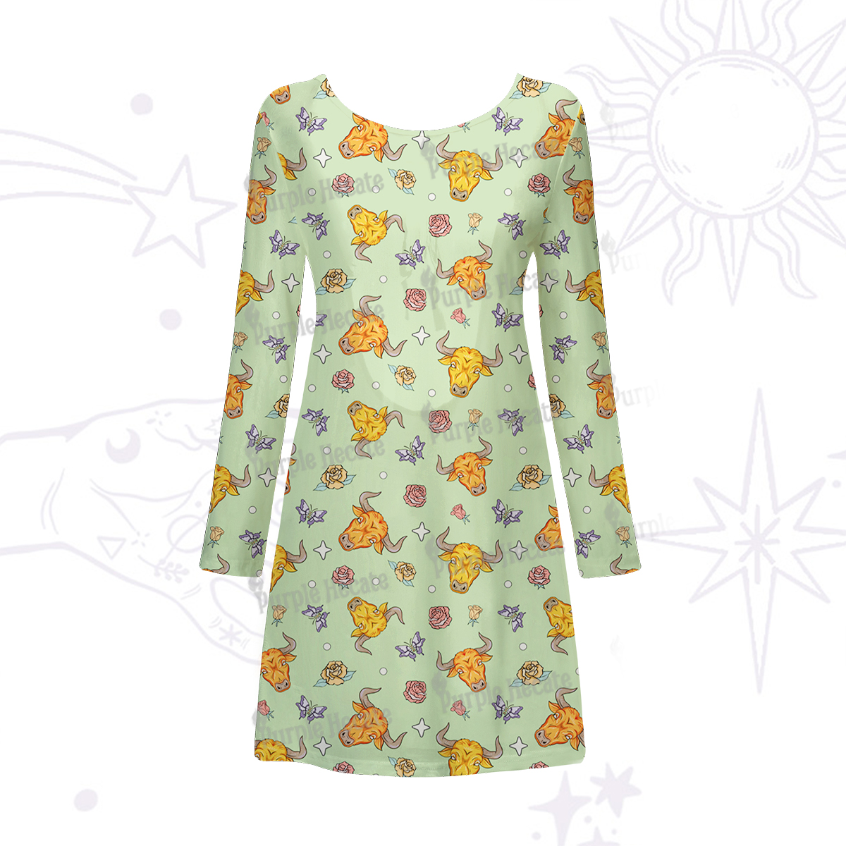 Purplehecate Taurus Spirit Zodiac Beachwear Cover-Up Dress