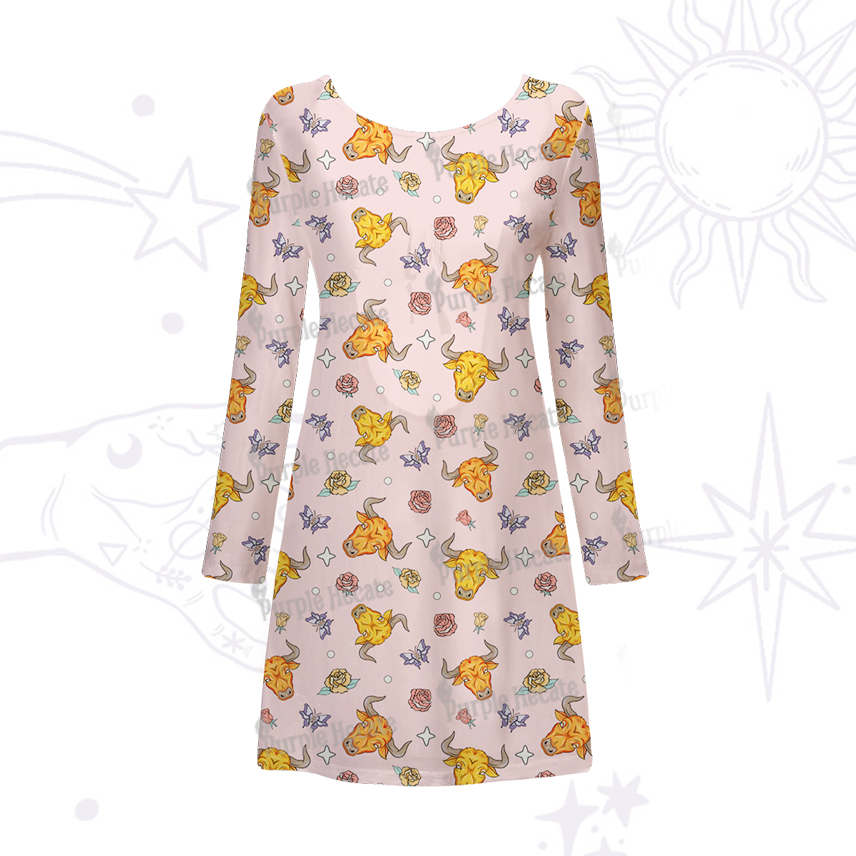 Purplehecate Taurus Spirit Zodiac Beachwear Cover-Up Dress