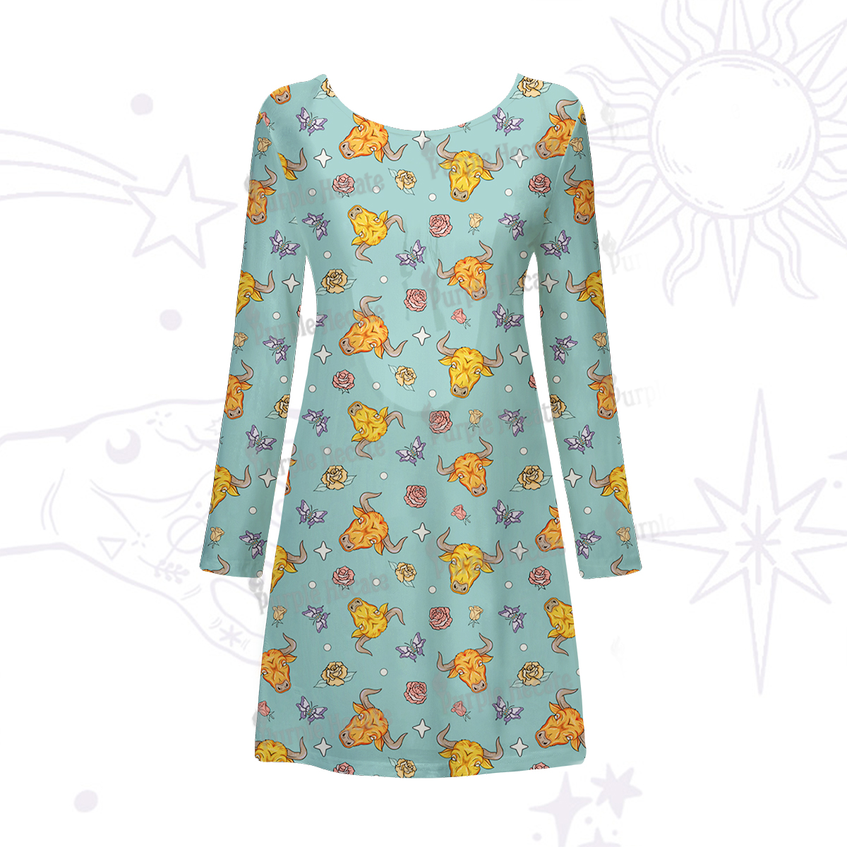 Purplehecate Taurus Spirit Zodiac Beachwear Cover-Up Dress