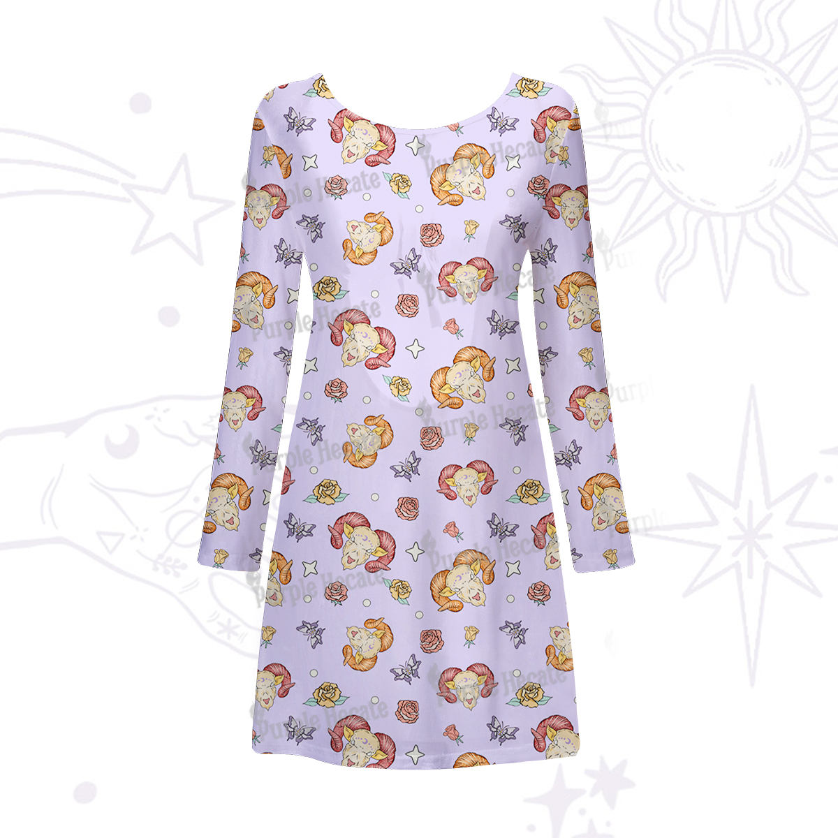 Purplehecate Aries Spirit Zodiac Beachwear Cover-Up Dress