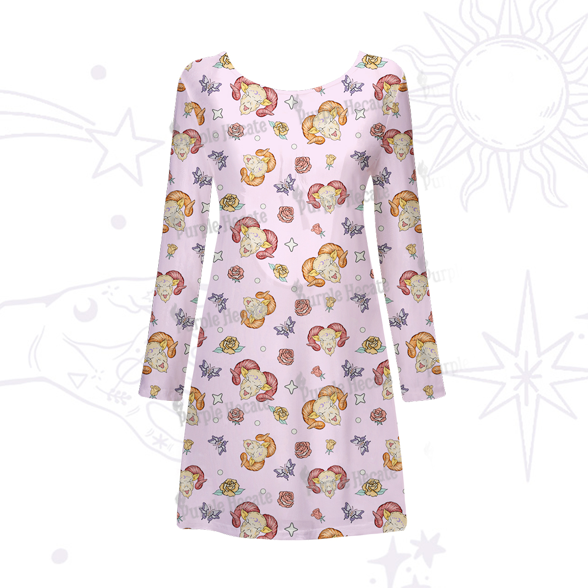 Purplehecate Aries Spirit Zodiac Beachwear Cover-Up Dress